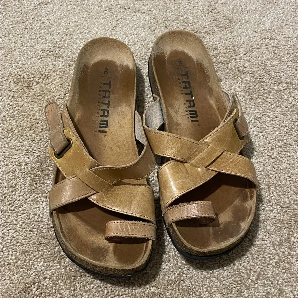 Tatami Birkenstock Tan Leather Sandals 40 - Picture 2 of 6